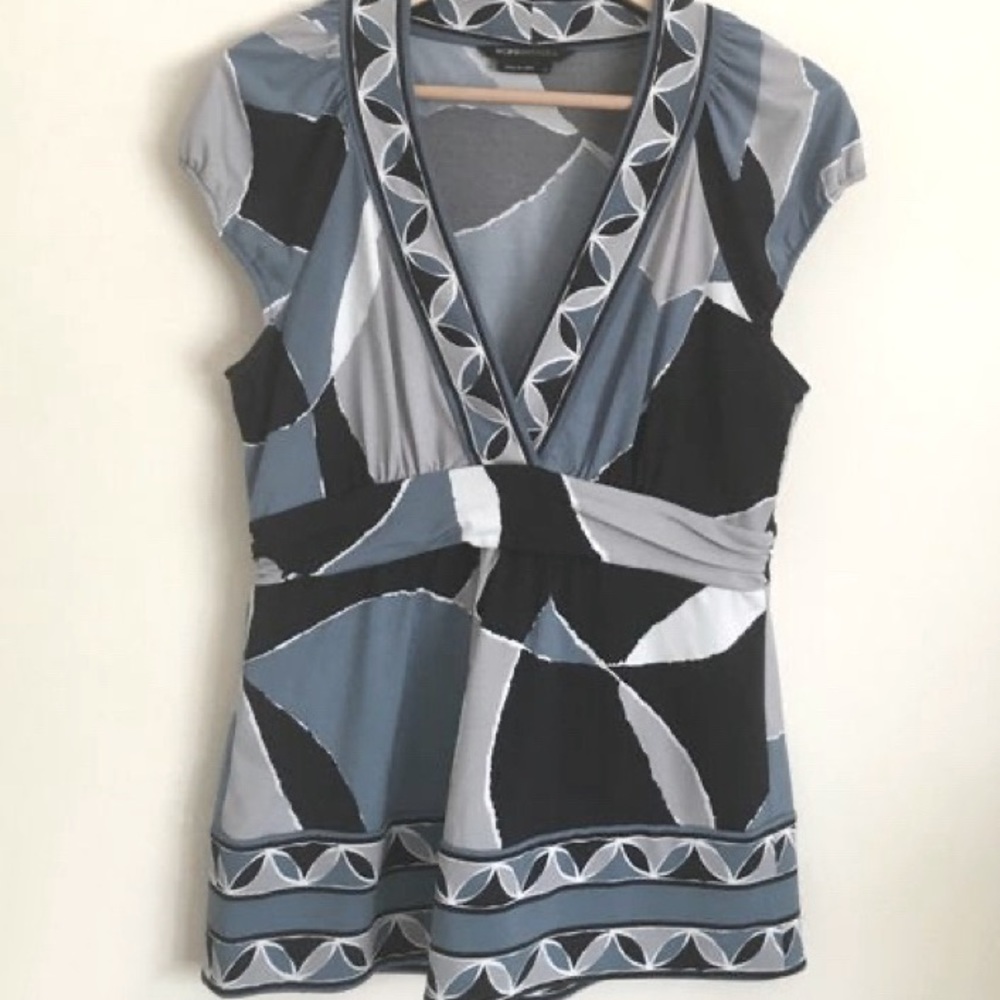 BCBG Tunic Blue/Black Top Size Large